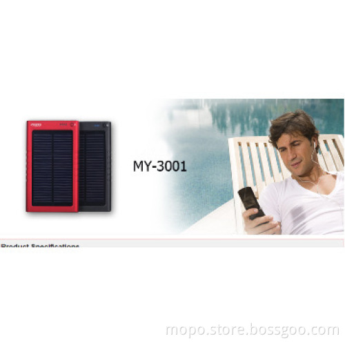 New product portable 3000mAh solar power bank for iPhone Sumsang